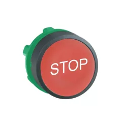   Schneider ZB5AA434 Harmony műanyag nyomógomb fej, Ø22, visszatérő, piros, "STOP"