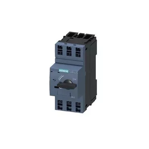 motorvédő kapcsoló 0,2A, S00 méret, rugós csatlakozás, motorteljesítmény 0,06 kW, forgókapcsolós vezerlés, Sirius (Siemens 3RV2311-0BC20)