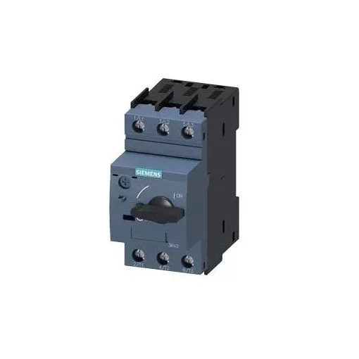 motorvédő kapcsoló 4A, S0 méret, csavaros csatlakozás, motorteljesítmény 1,5 kW, forgókapcsolós vezerlés, Sirius (Siemens 3RV2321-1EC10)
