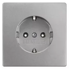   Siemens Delta Style 5UB18551, 5UB1855-1 Földelt csatlakozóaljzat (dugalj) gyermekvédelemmel 2P+F platina burkolattal keret nélkül, süllyesztett, 16A 250V , Delta Style ( 5UB18551, 5UB1855-1)