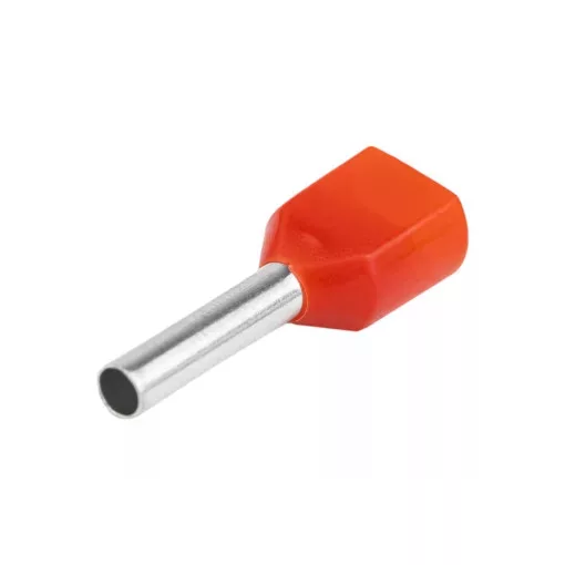 Tracon E24I, ikerérvéghüvely szigetelt, 2x10 mm2, piros ( teljes hossz: 26,5 mm ) Tracon ( E24I )