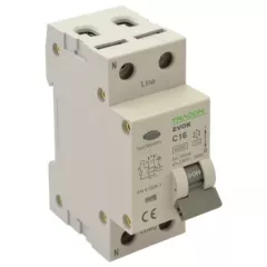   Tracon EVOK2B3203 Áramvédős kismegszakító (Kombi Fi-relé) 1P+N, B karakterisztika, 32A, 30mA, 4,5kA, AC osztály, 2 modul