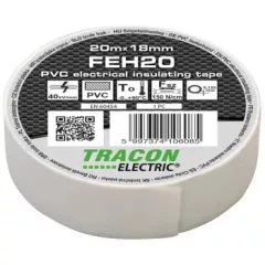   Tracon FEH20 (250db/karton), szigetelőszalag, fehér, 20 m x 18 mm, PVC, 0-90°C Tracon (FEH20)