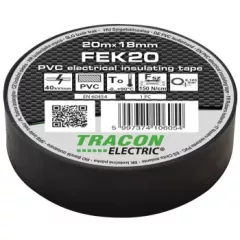   Tracon FEK20 (250db/karton), szigetelőszalag, fekete, 20 m x 18 mm, PVC, 0-90°C Tracon (FEK20)