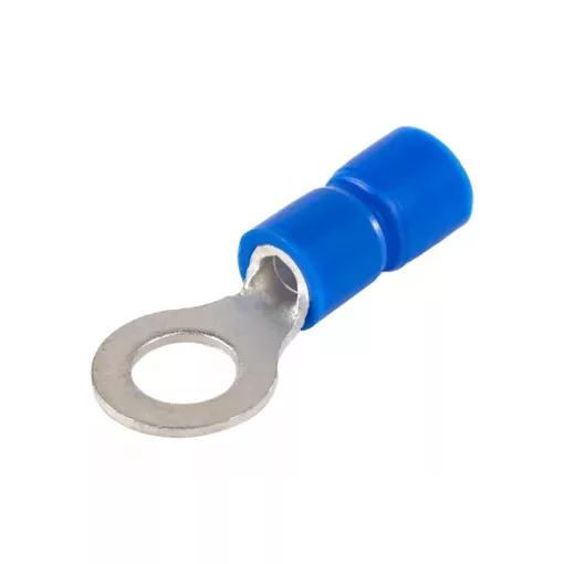 Tracon KSZ3 szigetelt szemes saru, 2,5mm2, M3, (d1=2,3mm, d2=3,7mm), kék, ónozott elektrolitréz