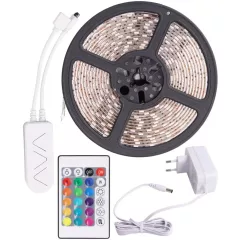   Tracon, LED-SET-K-RGB, LED szalag szet, kültéri IP54, 14,4 W / m teljesítménnyel, 450lm, RGB színváltós, 12V DC, 10mm széles, 60 led/m, SMD LED 120° (Tracon LED-SET-K-RGB)
