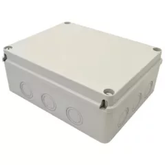   Tracon MED25209 műanyag falon kivüli kötődoboz 250x200x90 teli fedéllel, kikönnyített kábelbevezőtel, IP67 világosszürke