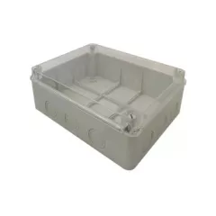   Tracon MED25209T műanyag falon kivüli kötődoboz 250x200x90 átlátszó fedéllel, kikönnyített kábelbevezőtel, IP67 világosszürke