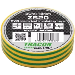   Tracon ZS20 (250db/karton), szigetelőszalag, zöld-sárga, 20 m x 18 mm, PVC, 0-90°C Tracon (ZS20)