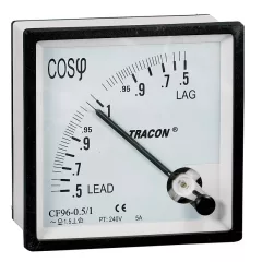   Tracon CF96-0,5/3, Teljesítménytényező mérő, háromfázisú 96×96mm, 400V AC, 0,5