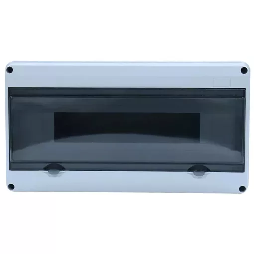 Tracon EDFKIP65U181 Falon kívüli elosztódoboz, átlátszó ajtóval, N/PE sínnel 1×18 mod, H×W×D=197.5×364×106mm, IP65, 1000 VAC, 1500 VDC