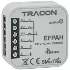   Tracon EFPAH Rádiós jeladó, 4 csatornás, szerelvény dobozba 230 V, 50 Hz, 868.32 MHz, 250 m