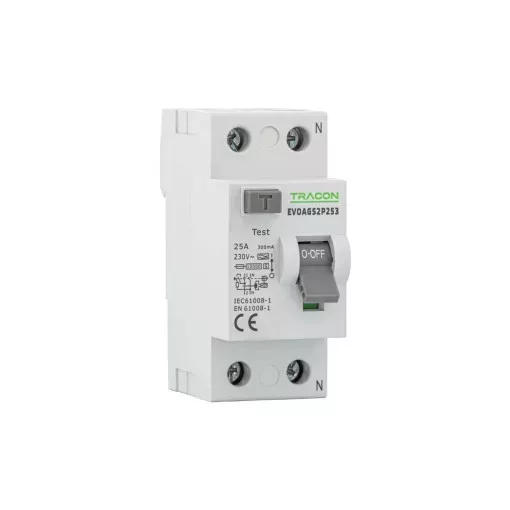 Tracon EVOAGS2P403 Áram-védőkapcsoló, 2 pólusú 40A, 300mA, 10kA, A/S