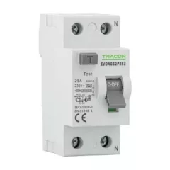   Tracon EVOAGS2P631 Áram-védőkapcsoló, 2 pólusú 63A, 100mA, 10kA, A/S