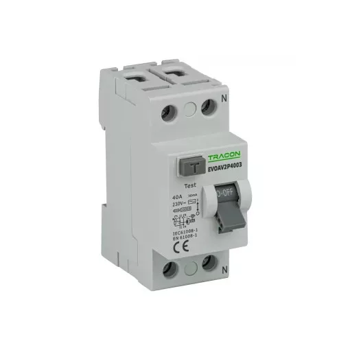 Tracon EVOAV2P2503 Áram-védőkapcsoló, 2 pólusú 25A, 30mA, 10kA, AC