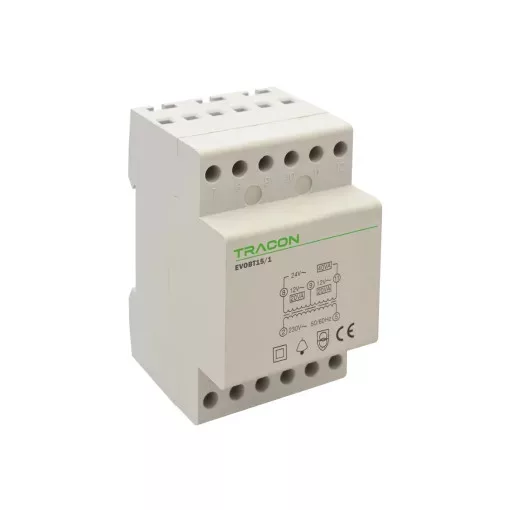 Tracon EVOBT24/1, Biztonsági (csengő) transzformátor 230V/12-24V AC, Psmax.:15VA, Is:0,62A