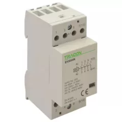   Tracon EVOHK4-25, Installációs kontaktor 230V, 50Hz, 2 Mod, 4×NO, AC1/AC7a, 25A,