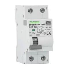   Tracon EVOKMA2B63 Kombinált védőkapcsoló, 2P, 2modul, B karakterisztika B6A, 300 mA, 10kA, A