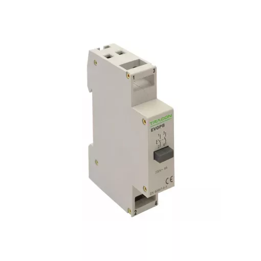Tracon EVOPB, Moduláris nyomógomb 230V, 50Hz, 2NO, Ith:16A, AC-14, Ie:6A