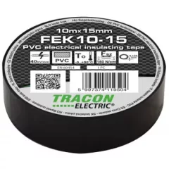   Tracon FEK10-15, Szigetelőszalag, fekete 10m×15mm, PVC, 0-90°C, 40kV/mm