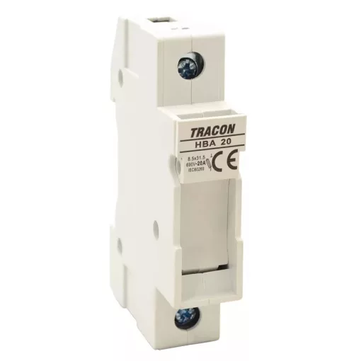 Tracon HBA-1P-20, Szakaszolókapcsoló-biztosító hengeres bizt.hoz, maszkolható 20A, 8x32mm; Un=230V/400V