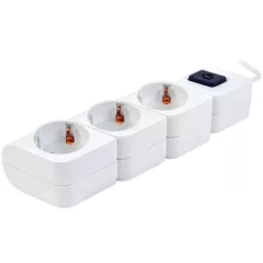   Tracon HKD-3, Hordozható elosztósáv kapcsolóval, fehér 3×SCHUKO, 1,4m, max.16A, 250VAC, 3680W, 3x1mm2, H05VV-F