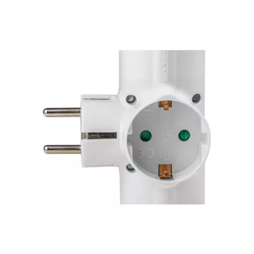 Tracon KACS3 Csatlakozóaljzat adapter kapcsolóval, fehér 3×SCHUKO, 250 VAC, 16 A, max. 3680 W