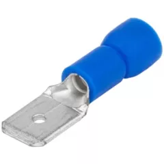   Tracon KCS5, Szigetelt rátolható csatlakozó csap, sárgaréz, kék 4,8×0,8mm, 2,5mm2