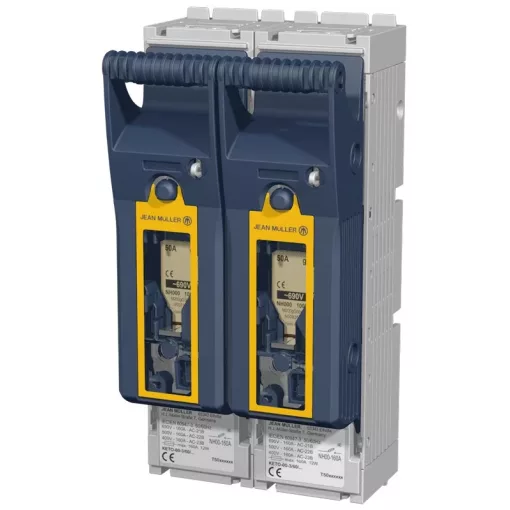 Tracon KETO-3-2/F, Szakaszolókapcsoló-biztosító, szerelőlapra, lapos csatlakozó 690VAC, 440VDC, 630A, 2P, NH3