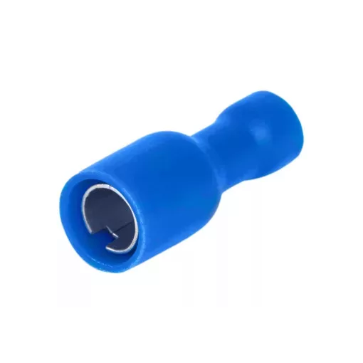 Tracon KHA4, Szigetelt hengeres csatlakozó aljzat, elektrolitréz, kék 2,5mm2, (d1=2,1mm, d2=5mm), PVC