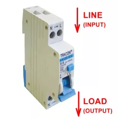   Tracon KVKVEB-25/100, Kombinált védőkapcsoló, elektronikus, 2P, 1 modul, B kar. B25, 100mA, 6kA, AC, E3