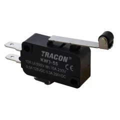   Tracon KW3-55 Helyzetkapcsoló, mikro, karos-görgős 1×CO 10(3)A/230V, 28mm, 4,8x0,8 mm, IP00