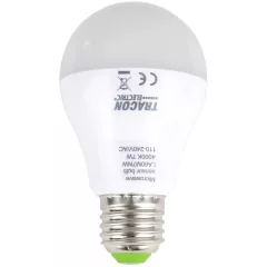   Tracon LA60M7NW, LED fényforrás beépített mozgásérzékelővel 110-240 V, 50/60 Hz, 7W,600lm,4000K,360°,60s,5m,<20lx,