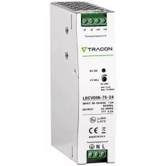   Tracon LDCVDIN-75-24 DIN sínre szerelhető tápegységszabályozható DC kimenettel 100-200VAC,1,6A/DC24V,3,2A/75W