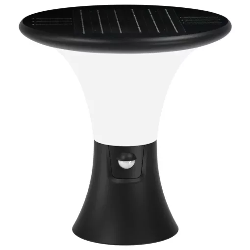 Tracon LSDP10W Napelemes LED állólámpa mozgásérzékelővel, fekete 10 W, 3000/4000/6000 K, 1000 lm, 22 cm, IP65, 3,7 V, 3,6 Ah