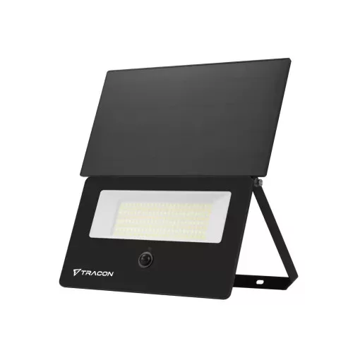 Tracon LSTBR45CCT Napelemes LED fali világítótest mozgásérzékelővel, fekete 45W, 3000-6500K, 5000lm, IP65, 3,7V, 10,8Ah