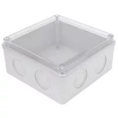   Tracon MED15157T, Elektronikai doboz, világos szürke, átlátszó fedéllel 150×150×70mm, IP55