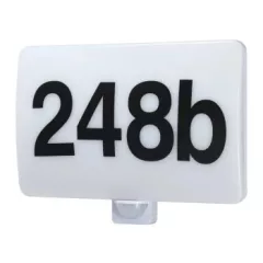   Tracon MFHV20W Házszám világító tábla mozgásérzékelővel, számokkal 230VAC, 20W, 180°, 2-10m, 10s-15m, 4500K , IP65,1800lm,EEI=F