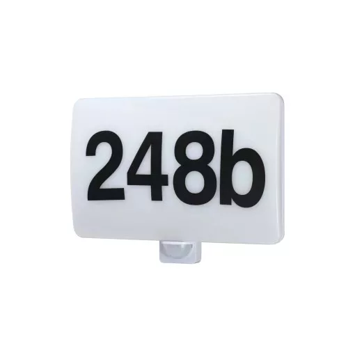 Tracon MFHV20W Házszám világító tábla mozgásérzékelővel, számokkal 230VAC, 20W, 180°, 2-10m, 10s-15m, 4500K , IP65,1800lm,EEI=F