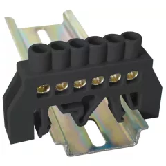   Tracon NPE-BK6-6 Szigetelt földelősín (N/PE), fekete 230/400VAC, 63A, 6×9mm, 6P, IP20