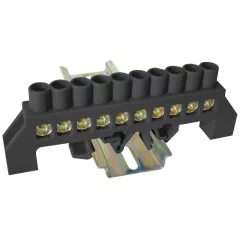   Tracon NPE-BK8-10 Szigetelt földelősín (N/PE), fekete 230/400VAC, 100A, 8×12mm, 10P, IP20