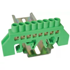   Tracon NPE-G6-8, Szigetelt földelősín (N/PE), zöld 230/400VAC, 100A, 6×9mm, 8P, IP20