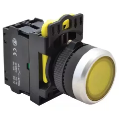   Tracon NYG3-LY Világító nyomógomb, sárga 1×NO, 5A/230V AC-15, IP65, LED 230V AC/DC
