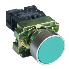   Tracon NYGBA31ZT Tokozott egyszerű nyomógomb, fémalapra szerelt, zöld 1×NO, 3A/240V AC, IP44