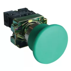   Tracon NYGBC31ZT Tokozott gombafejű nyomógomb, fémalapra szerelt, zöld 1×NO, 3A/400V AC, IP44, d=40mm