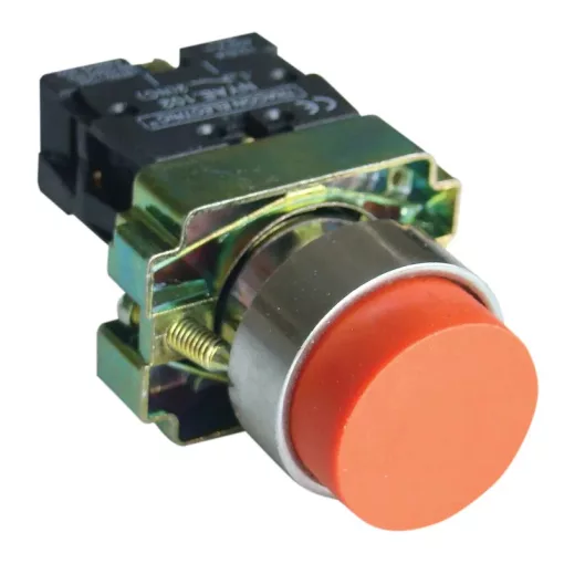 Tracon NYGBL42P Kiálló nyomógomb, fémalapra szerelt, piros 1×NC, 3A/240V AC, IP42