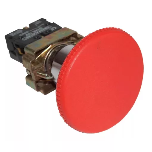 Tracon NYGBR42P Gombafejű vészgomb, fémalapra szerelt, piros 1×NC, 3A/400V AC, IP42, d=40mm