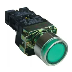  Tracon NYGBW33Z Világító nyomógomb, fémalap, zöld, glim, izzó nélkül 1×NO, 3A/400V AC, 230V, IP42