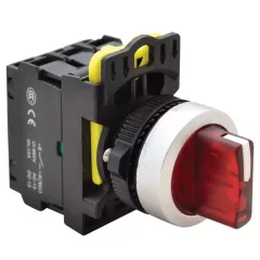   Tracon NYK3-SL34R Világítókaros kapcsoló, piros, LED, háromállású, rugóvissza 1×NO+1×NC, 5A/230V AC-15, IP65, LED 230V AC/DC