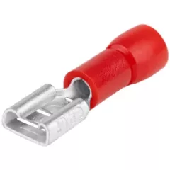   Tracon PCSH3, Szigetelt rátolható csatlakozó hüvely, sárgaréz, piros 2,8×0,5mm, 1,5mm2